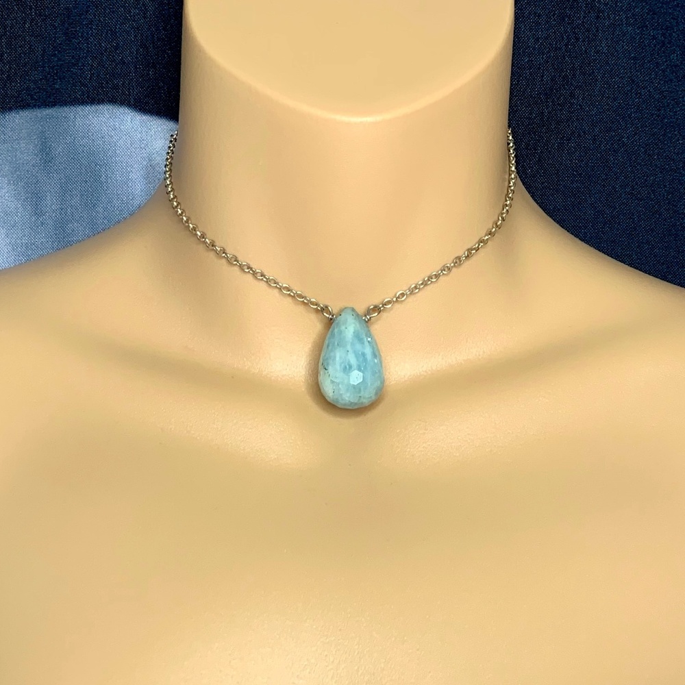 Natural Aquamarine Teardrop Choker